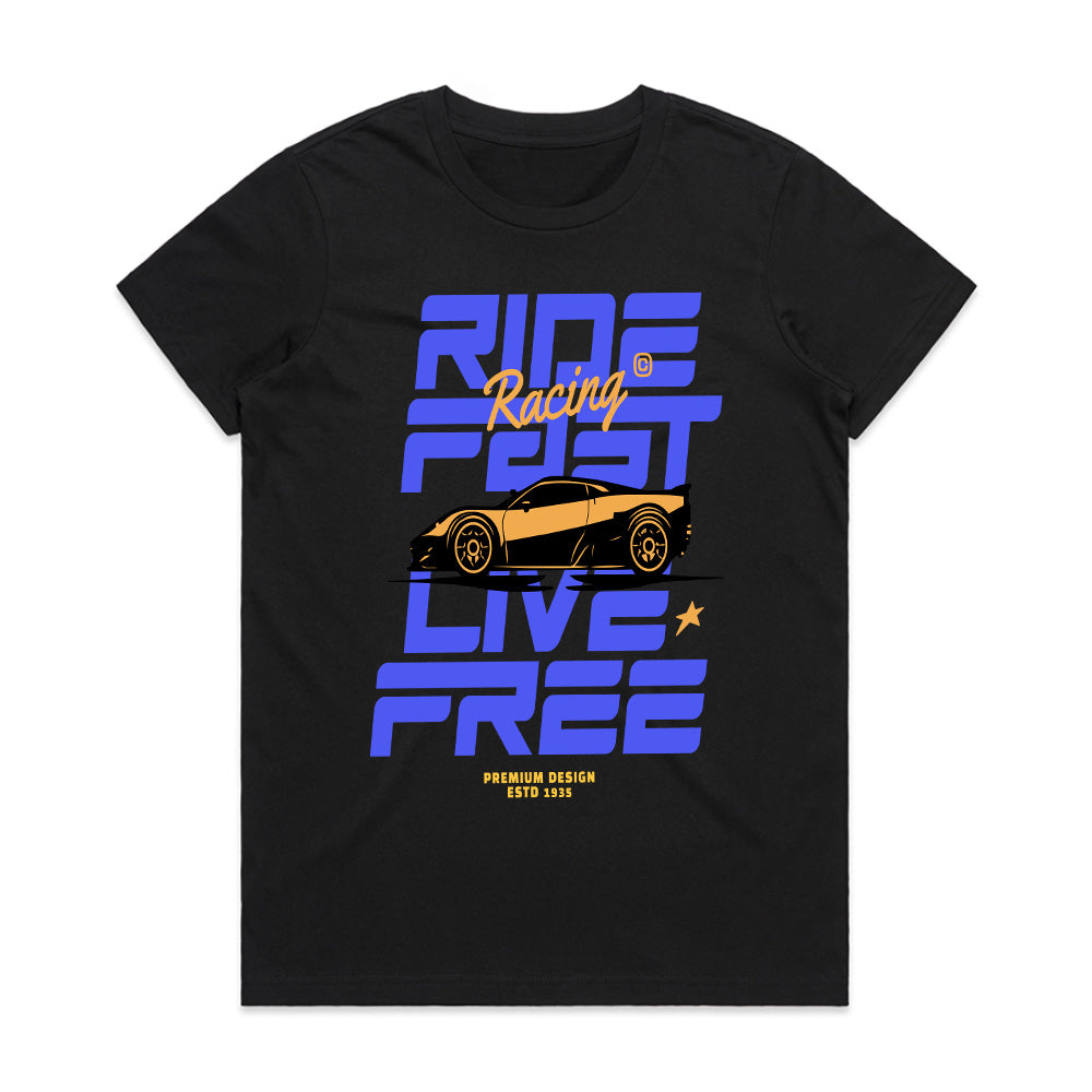 Ride Fast Live Free Racing T-Shirt – Speed & Freedom Edition