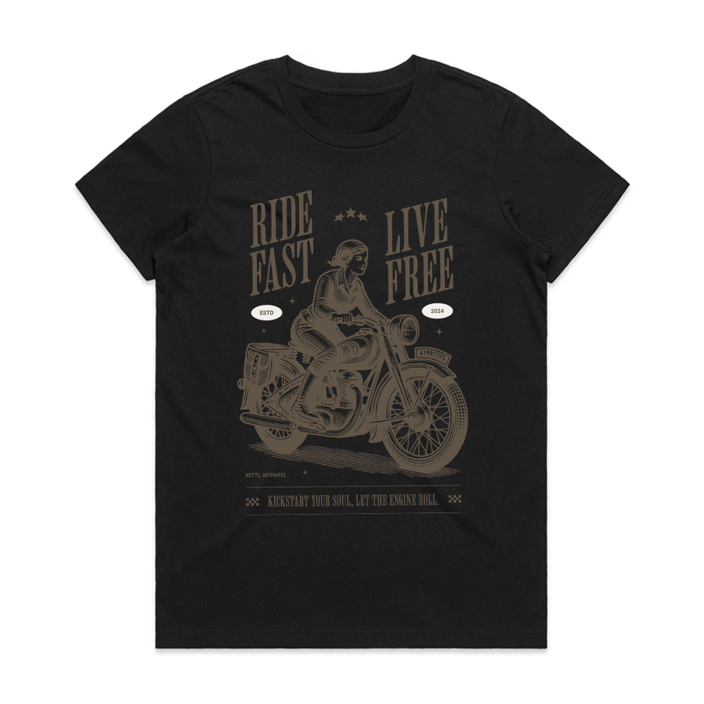 Ride Fast Live Free T-Shirt – Vintage Motorcycle Freedom Tee