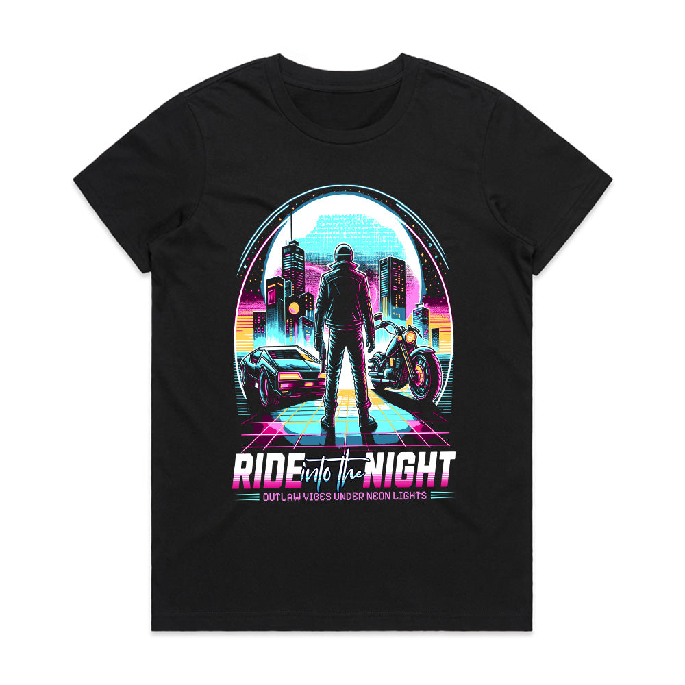 Ride Into The Night Neon Outlaw T-Shirt – Cyber City Vibes