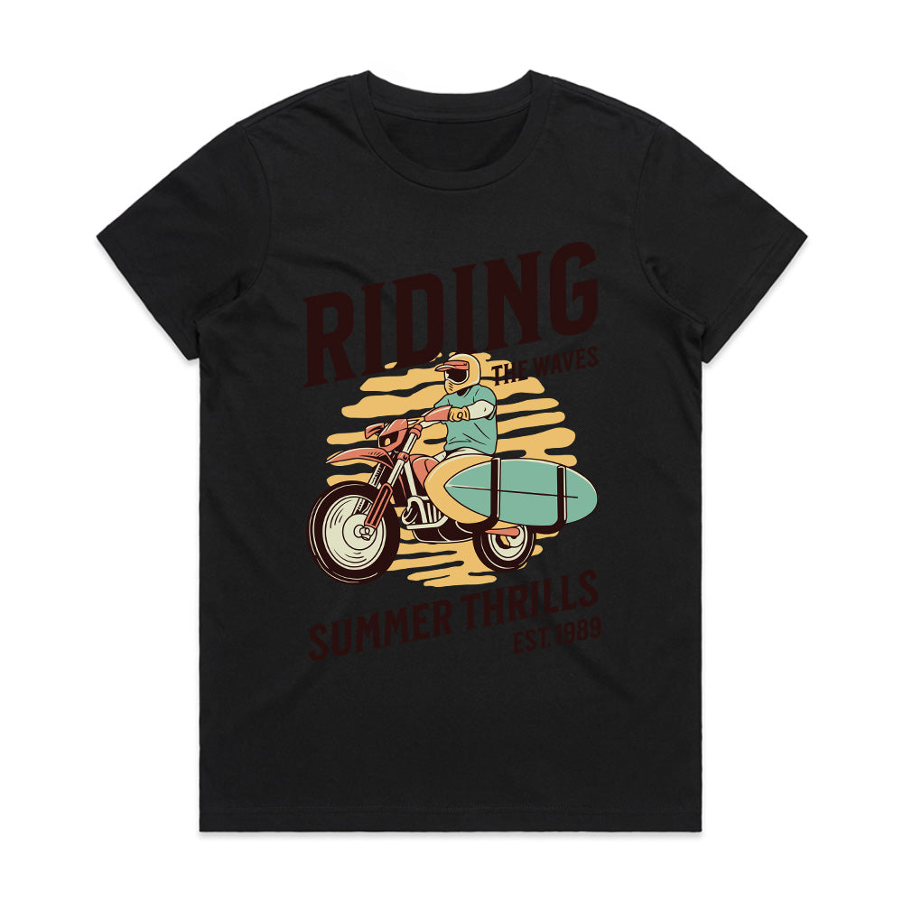 Riding the Waves T-Shirt – Surf & Motorcycle Adventure Tee