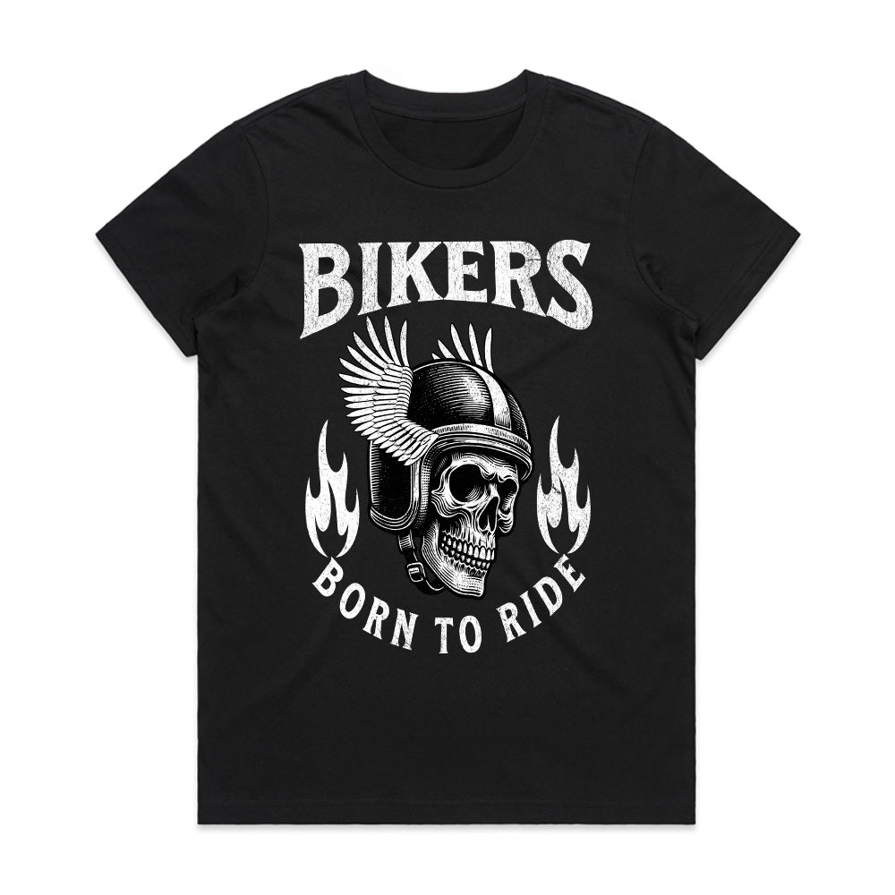 Bikers Born to Ride T-Shirt – Winged Skull Motorcycle Tee