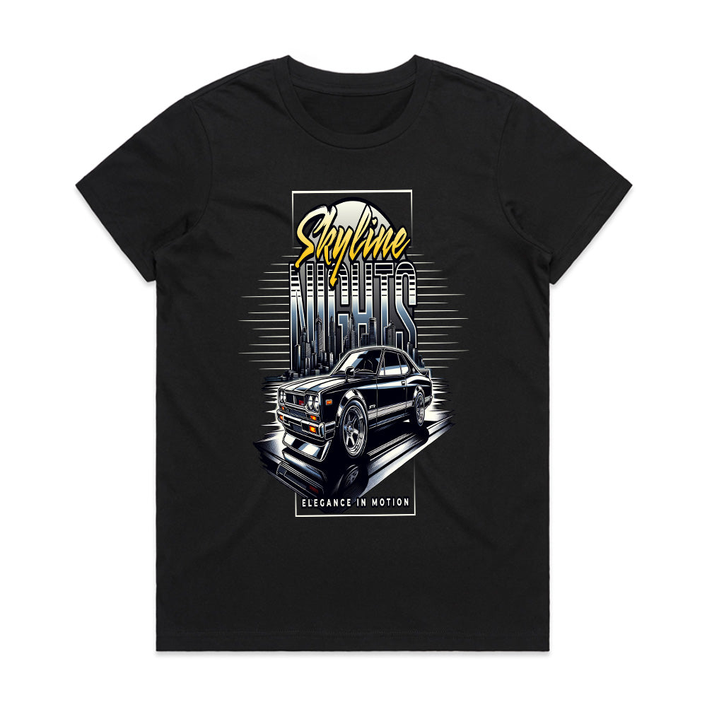 Skyline Nights: Retro JDM Elegance in Motion T-Shirt