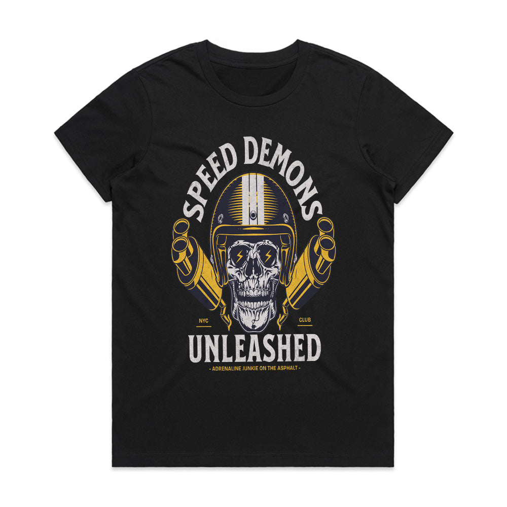 Speed Demons Unleashed T-Shirt – Hardcore Biker Skull Tee