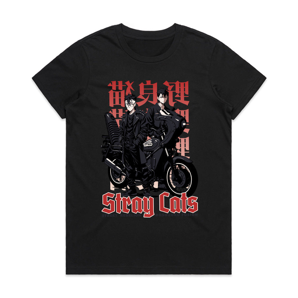 Stray Cats T-Shirt – Bosozoku Street Rebellion Biker Anime Tee