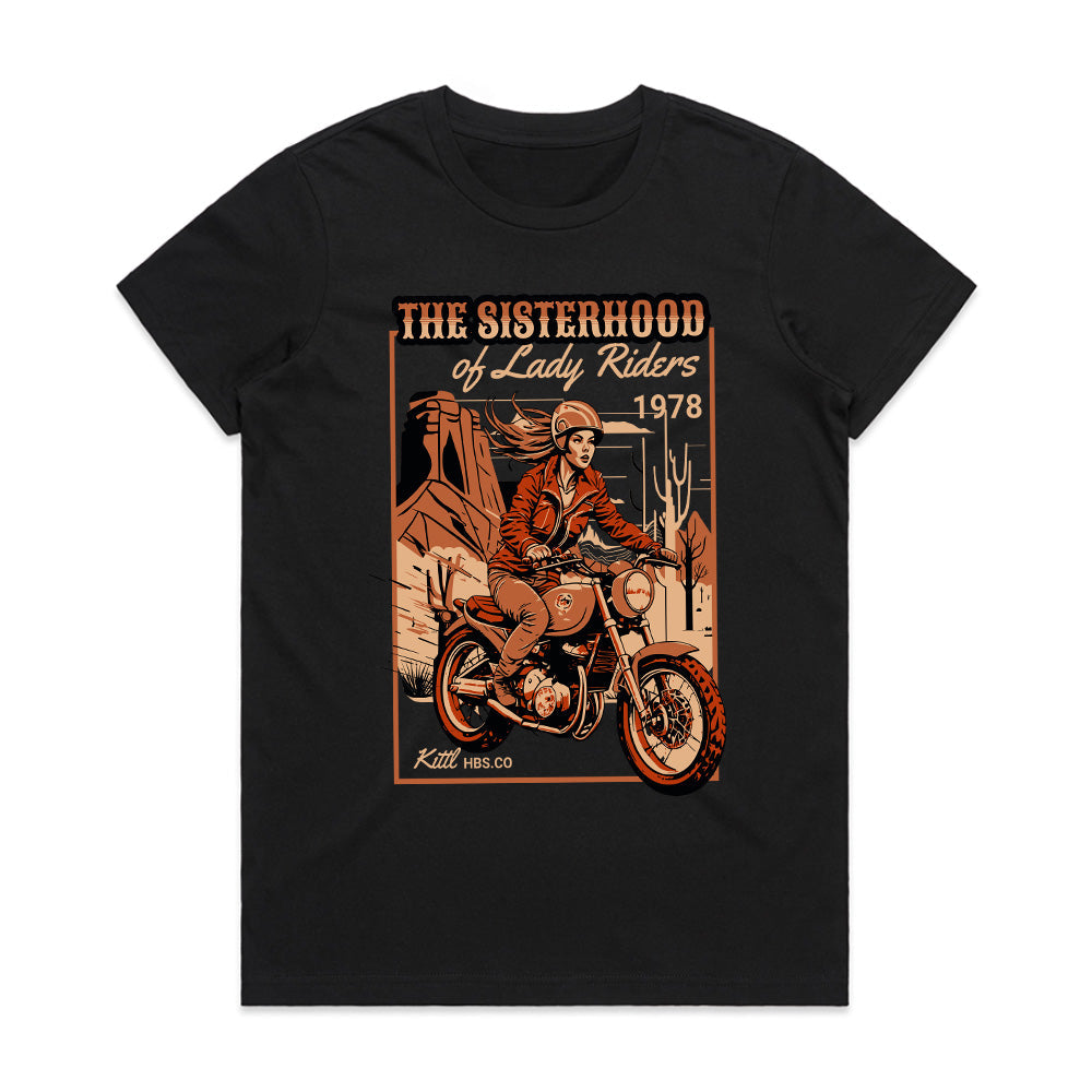 The Sisterhood of Lady Riders T-Shirt – Vintage Biker Woman Tee