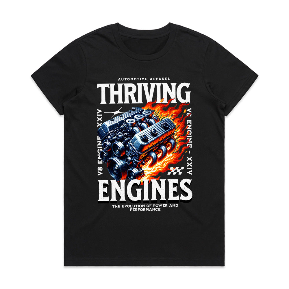 Thriving Engines – V8 Power & Performance Evolution T-Shirt