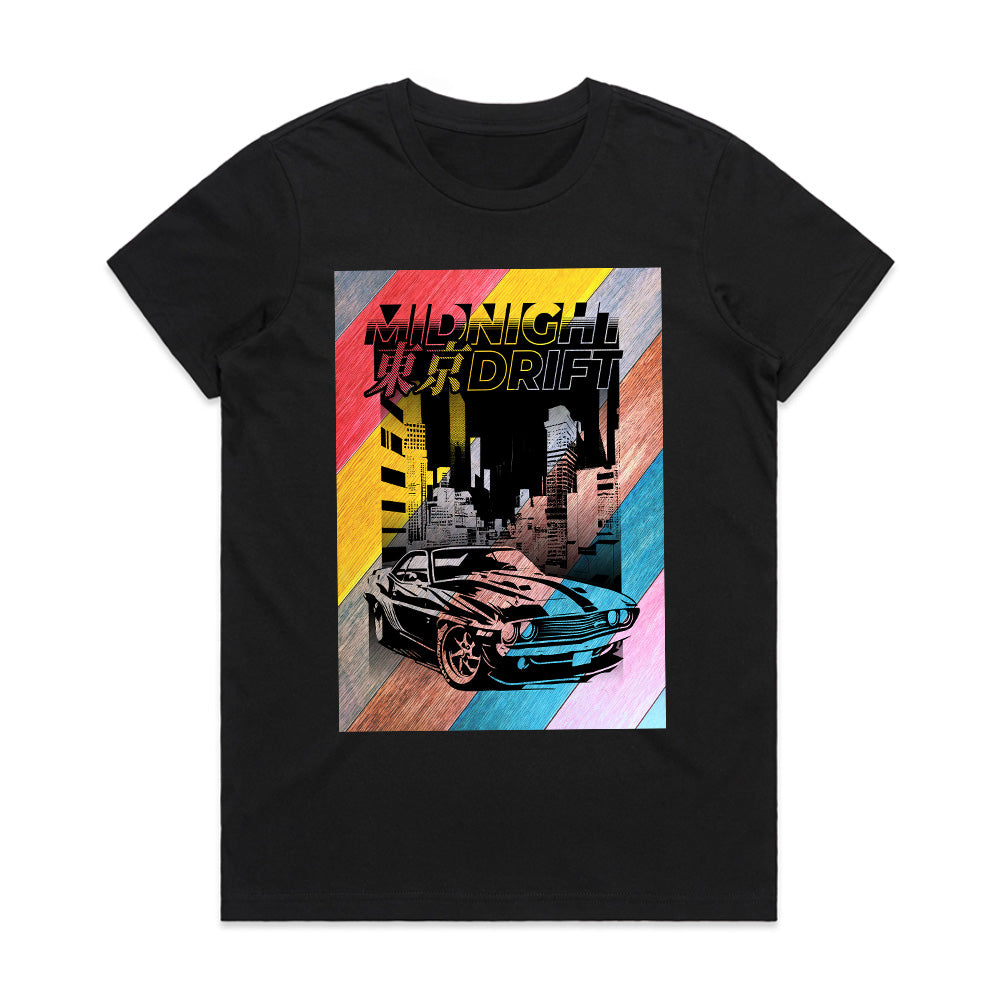 Tokyo Midnight Drift – Retro Neon Street Racer T-Shirt