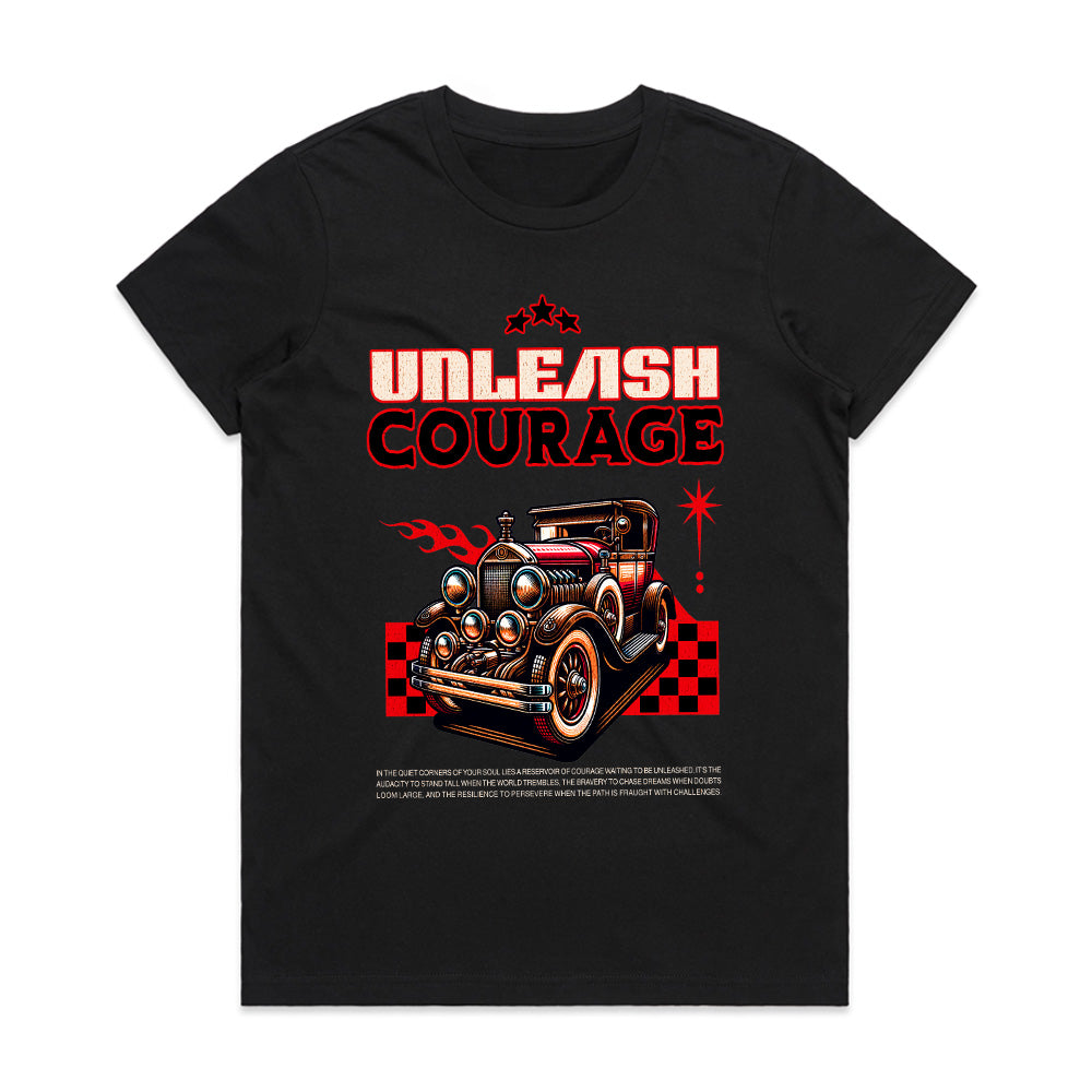 Unleash Courage – Retro Classic Hot Rod Motivation T-Shirt
