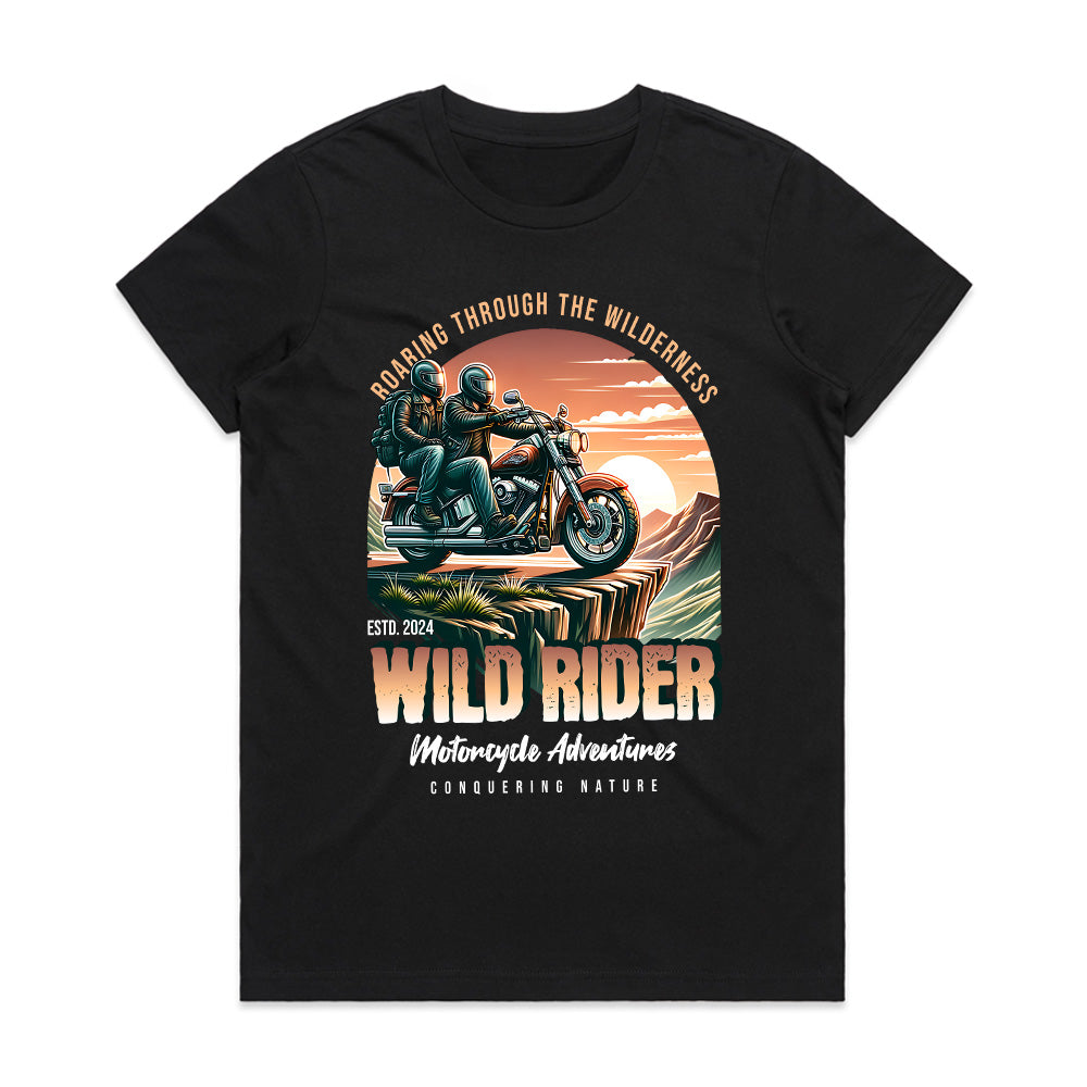 Wild Rider Motorcycle Adventure T-Shirt – Roaring Through the Wilderness