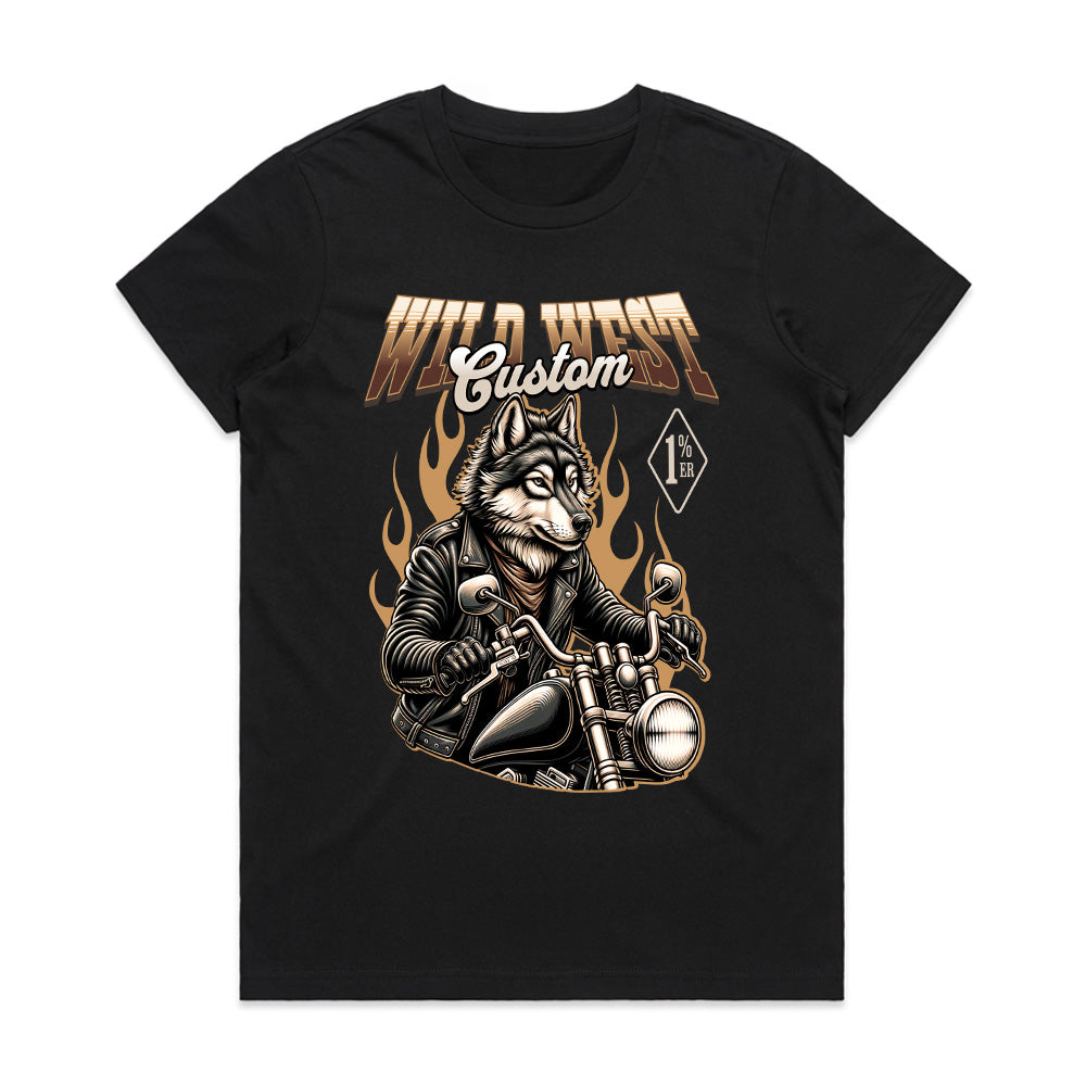 Wild West Custom Biker Wolf T-Shirt – Rebel Rider Streetwear