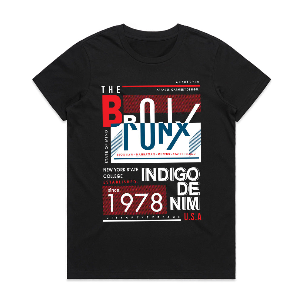Bronx Bound – Indigo Denim Statement Tee