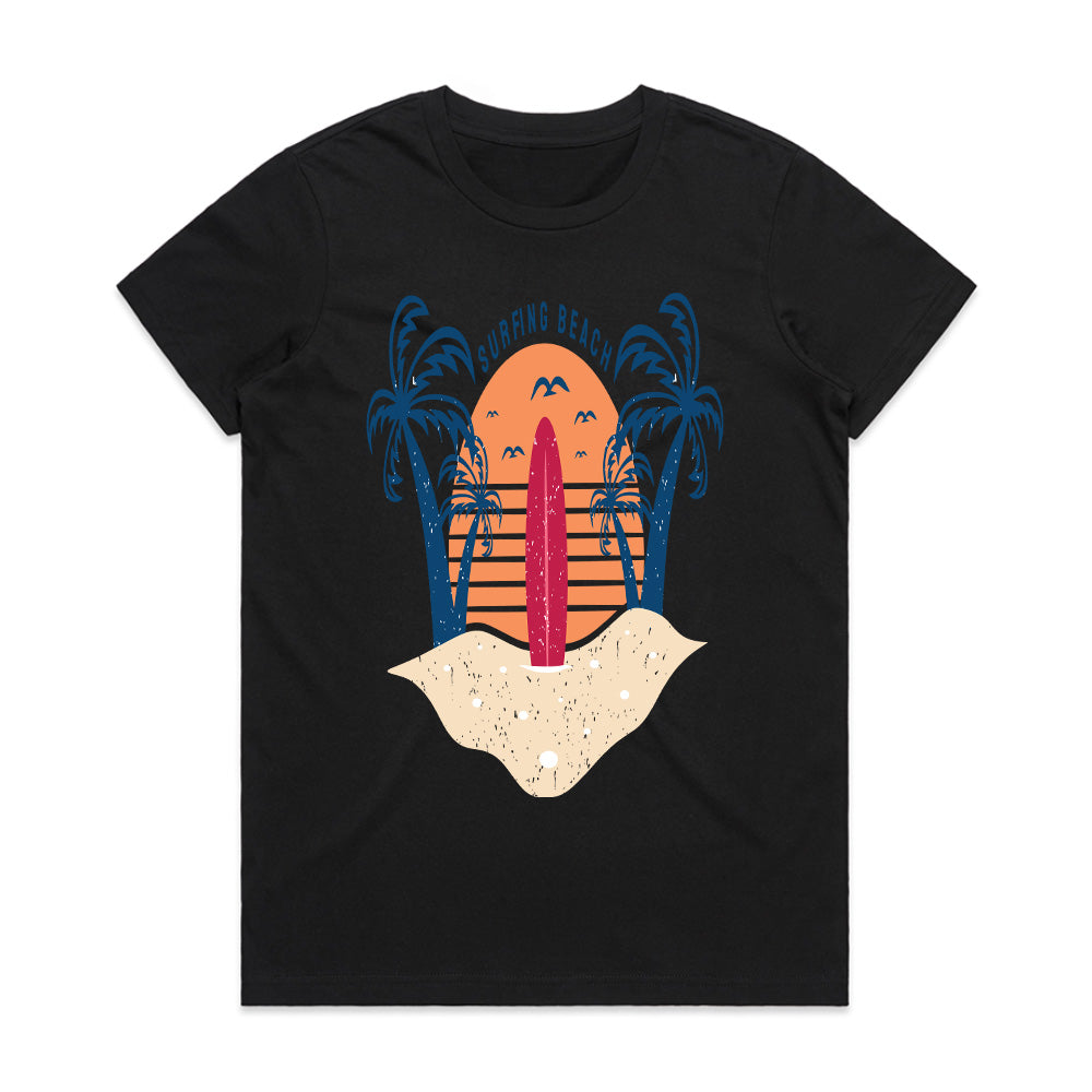 Sunset Shoreline – Surfing Beach Bliss