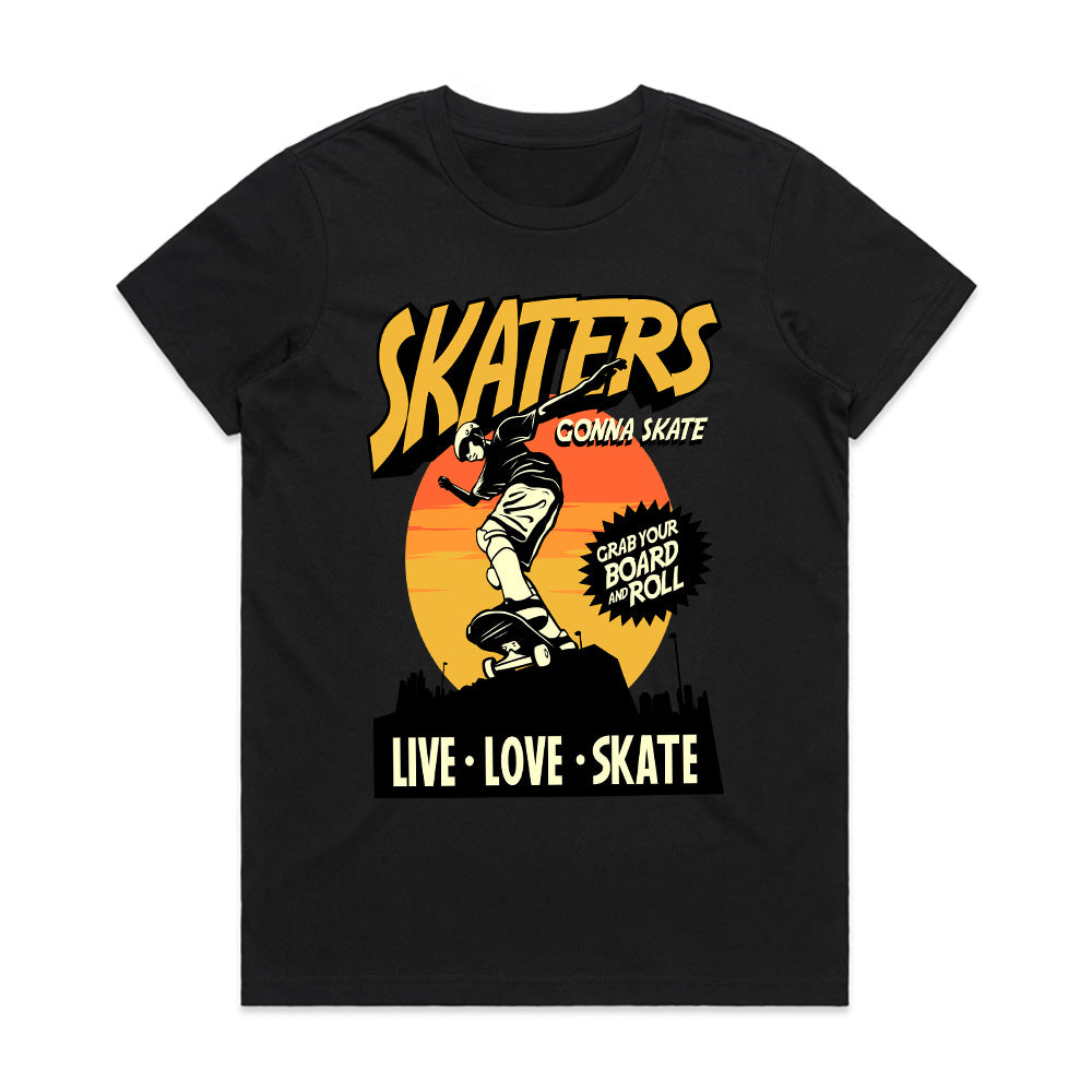 Skaters Gonna Skate - Urban Sunset Skateboarding Tee