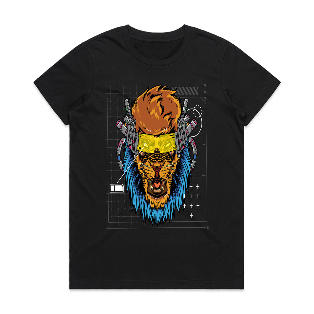 Cyber Lion - Futuristic Tech Beast Tee