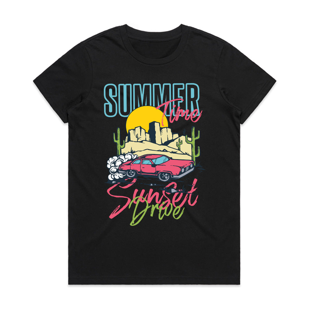 Summer Sunset Drive - Retro Road Trip Tee