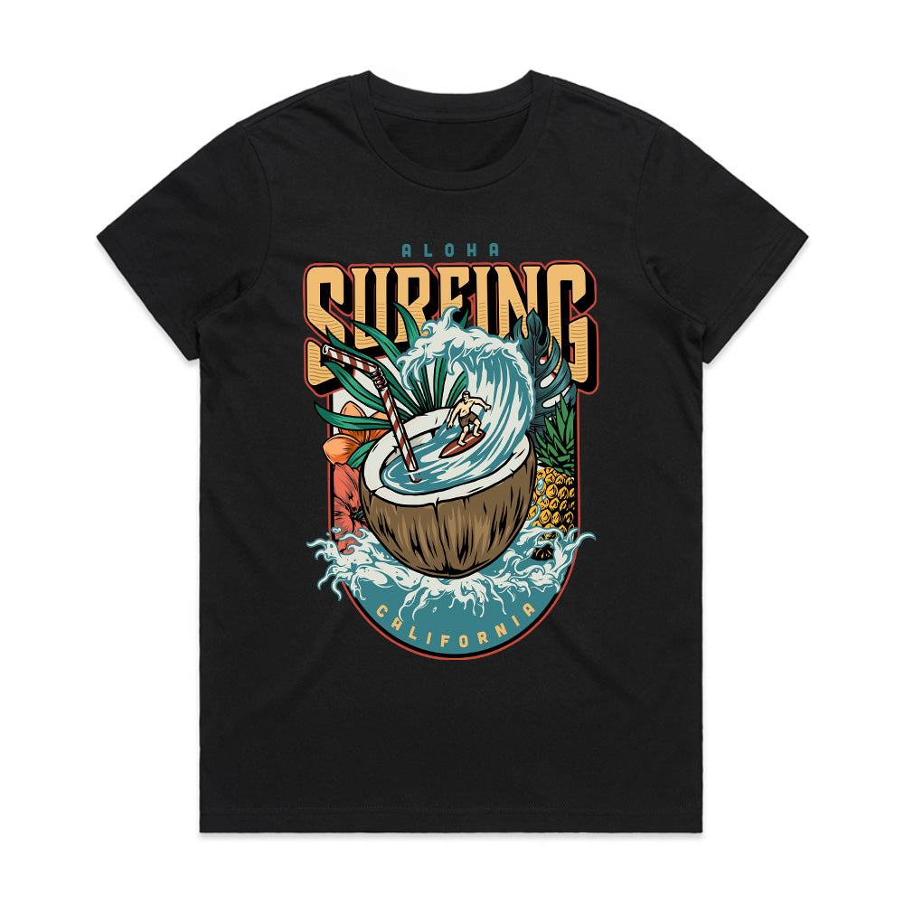 Aloha Surf Paradise: California Coconut Wave Tee