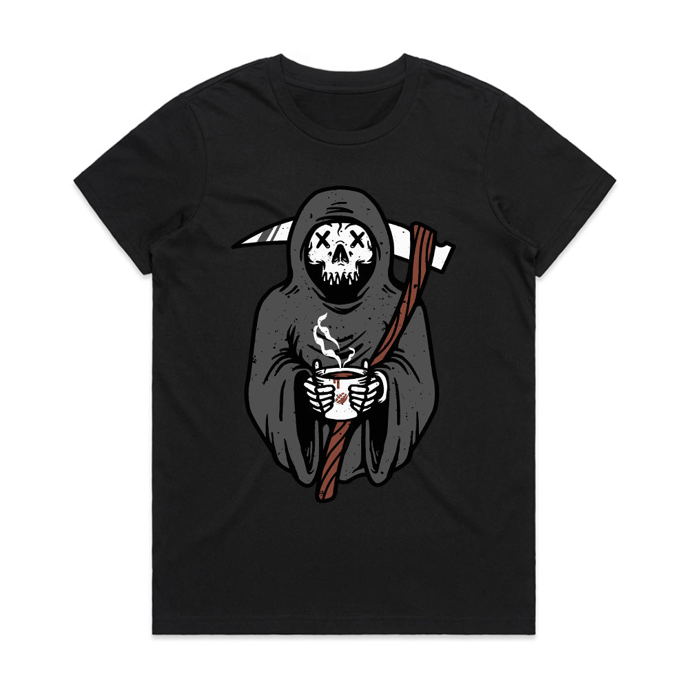 Caffeine & Scythes: Grim Morning Tee