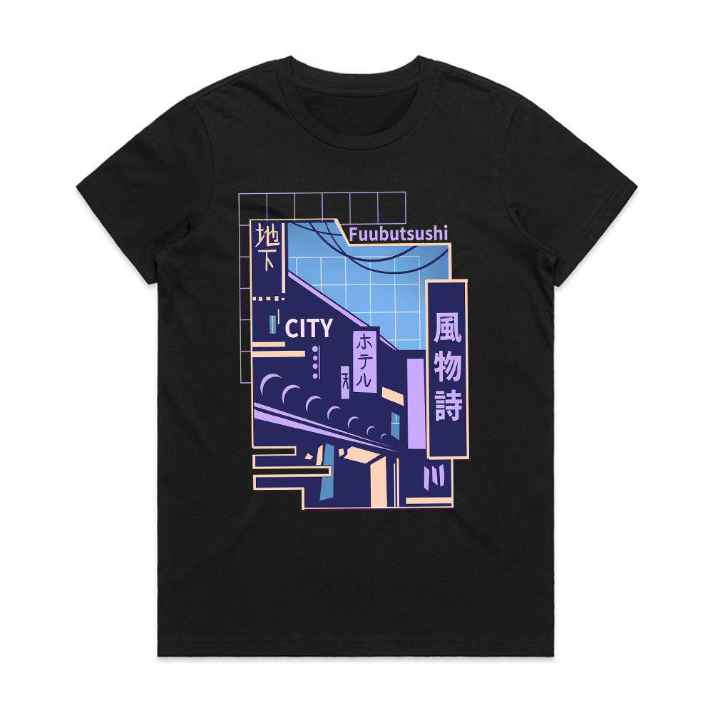 Fuubutsushi Neon City: Vaporwave Japanese Street Tee