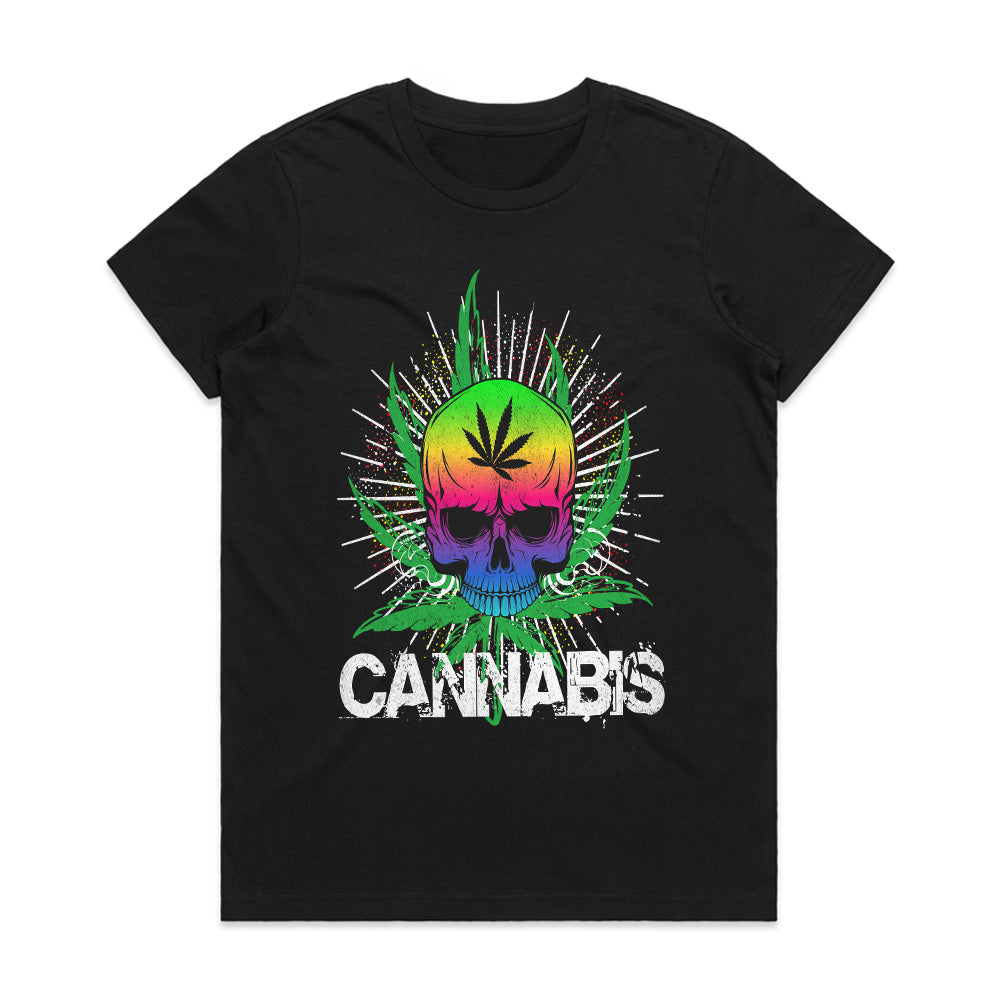 Psychedelic Cannabis Skull: Bold Streetwear Statement Tee