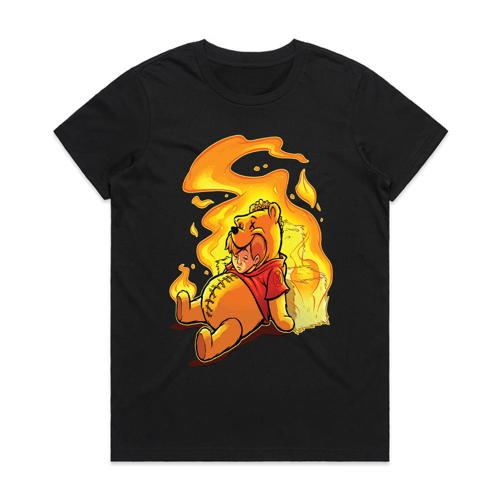 Burning Innocence: Twisted Bear Flame Tee