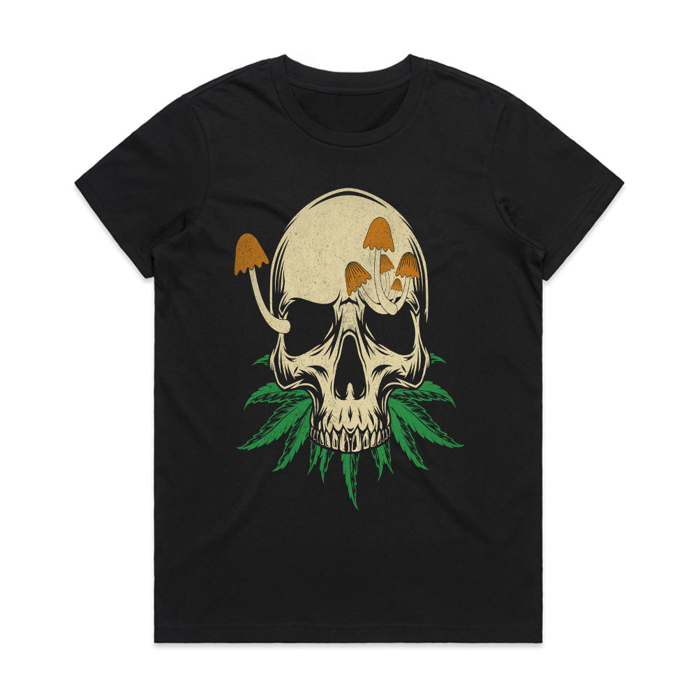 Skull Bloom: Mystic Fungi & Cannabis Fusion Tee
