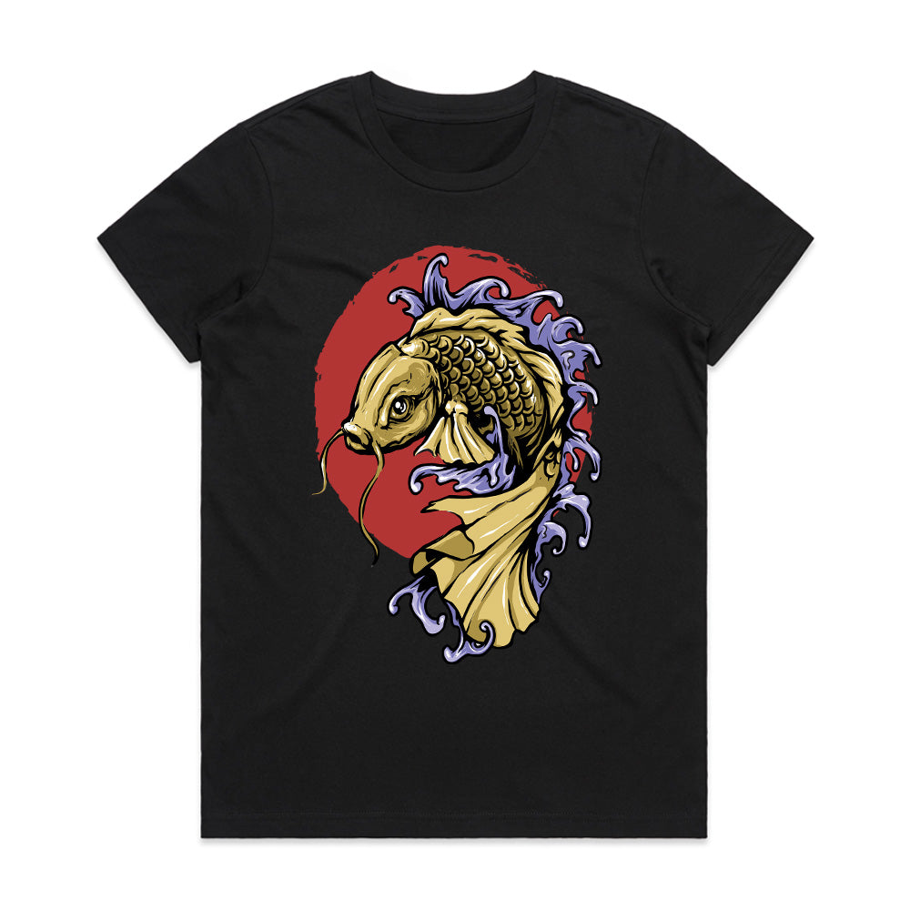 Golden Koi Uprising Tee – Flow with Strength