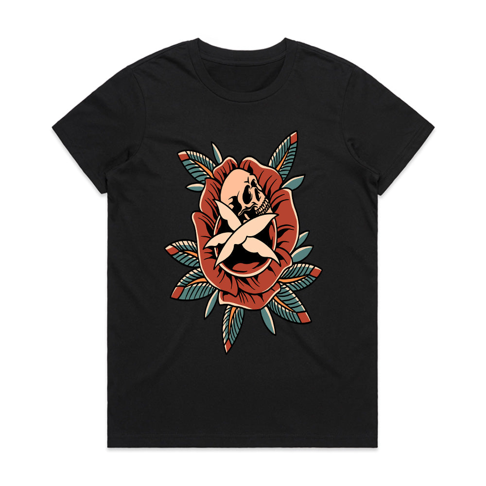 Bloom of Mortality - Skull & Rose Fusion Tee