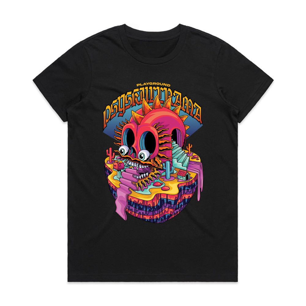 Psytrance Playground: Neon Skull Odyssey Tee