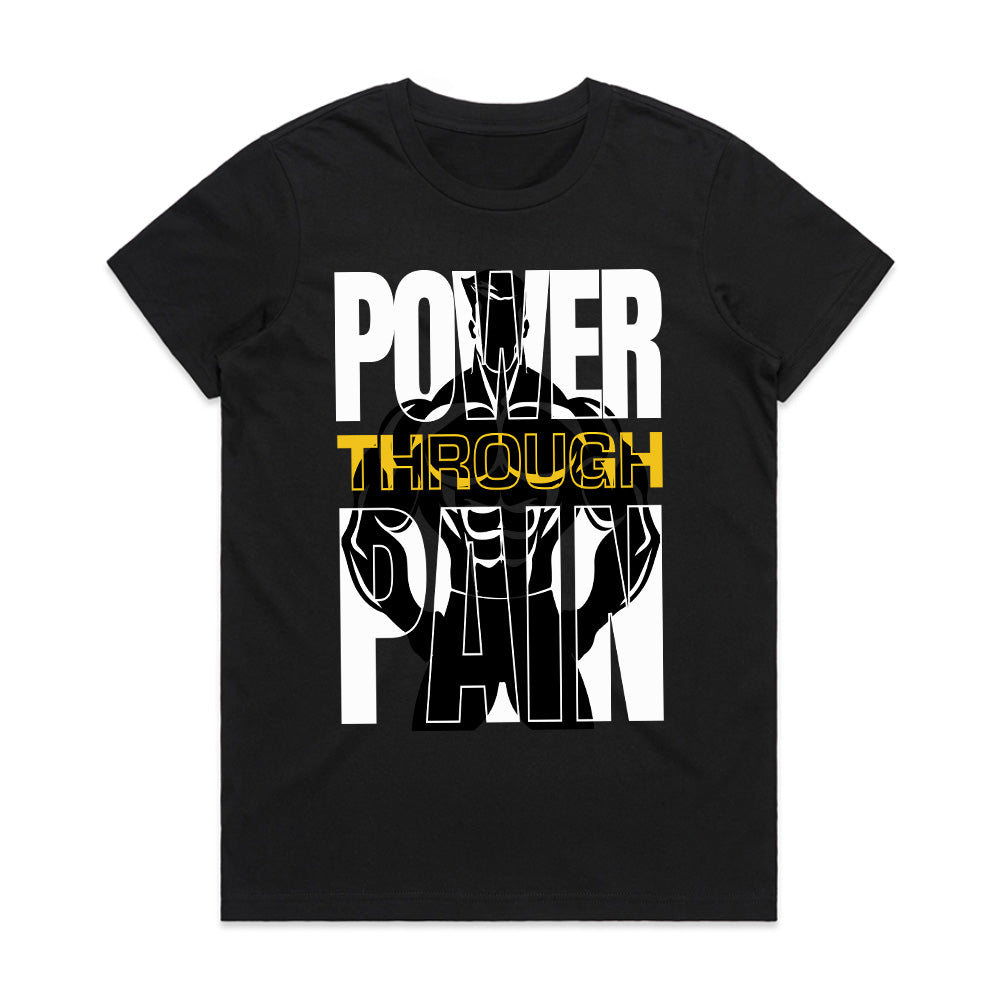"Power Through Pain" Motivational Gym T-Shirt – Strength & Resilience