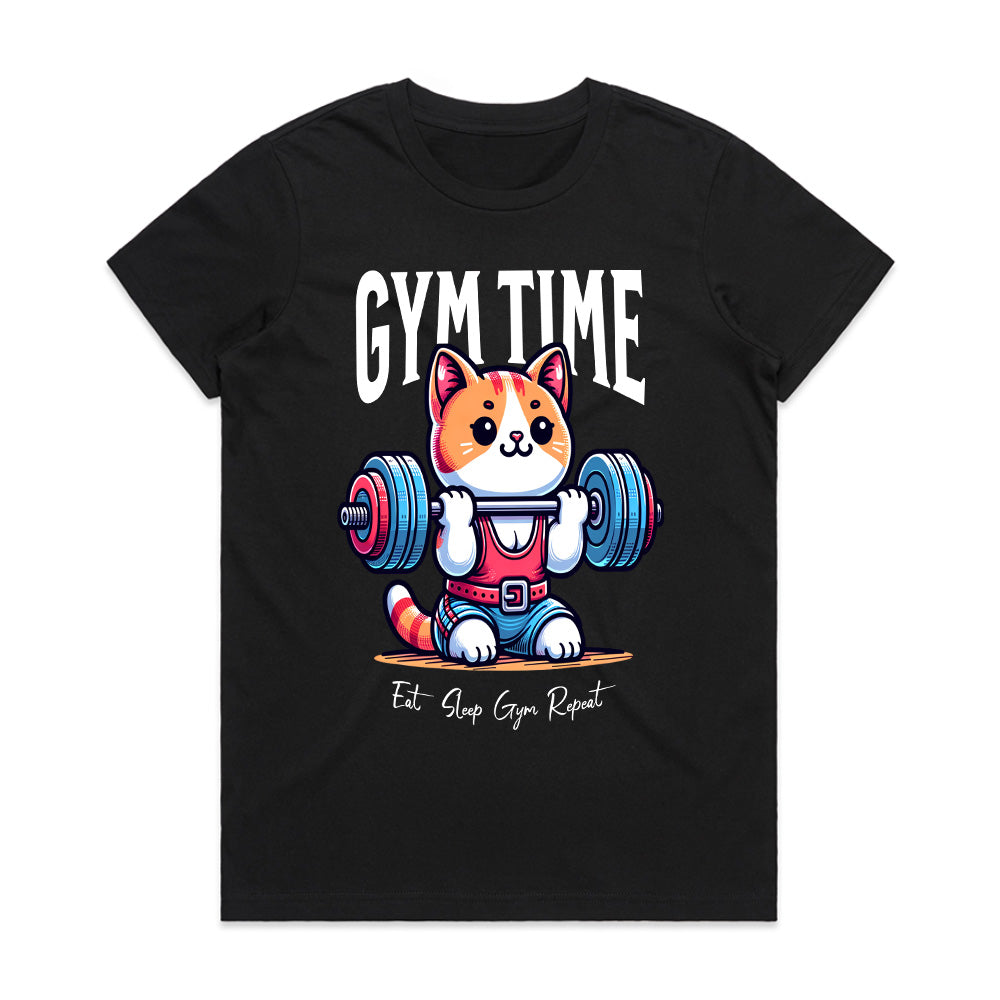 Gym Time Cat – Cute & Funny Workout T-Shirt for Fitness Lovers