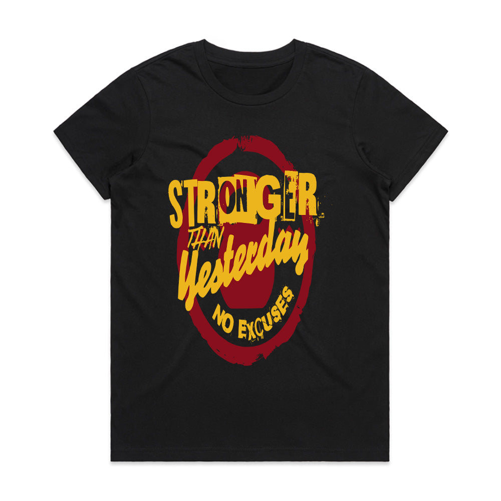 Stronger Than Yesterday – No Excuses Gym T-Shirt | Motivational Fitness Tee