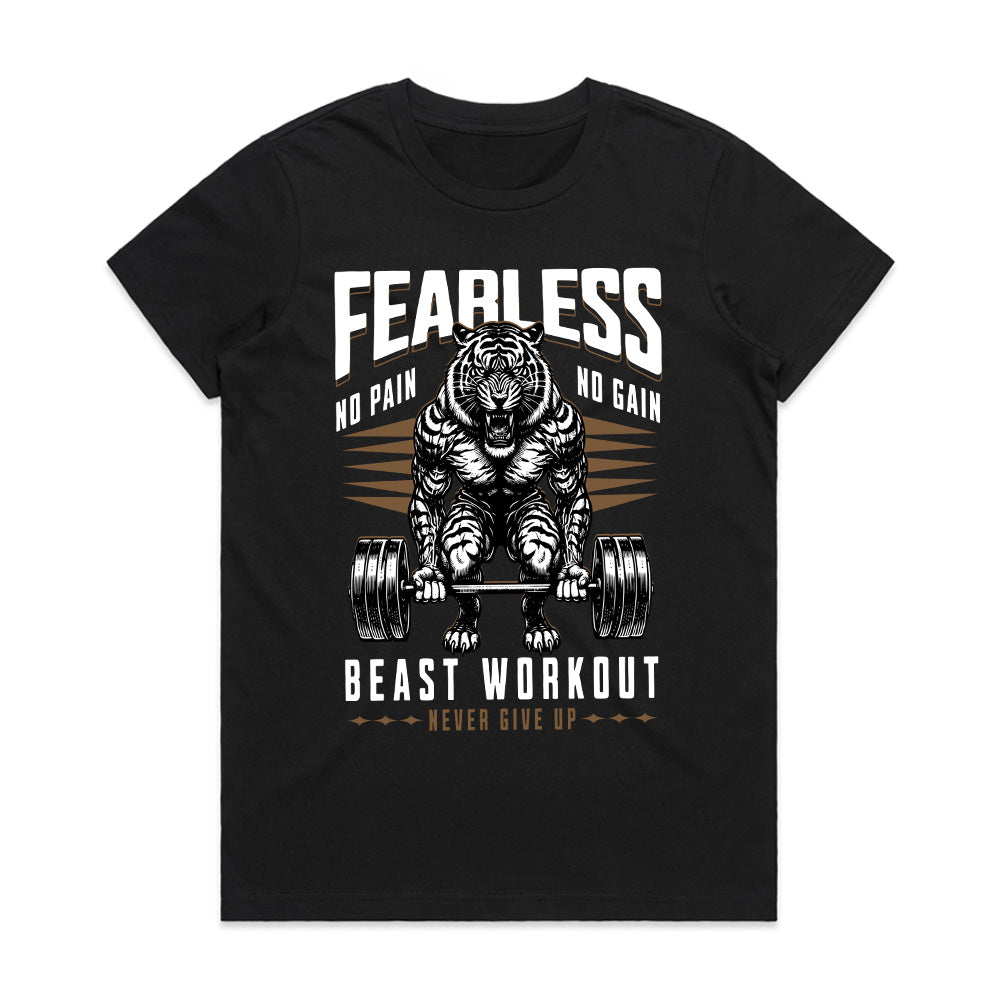 Fearless Beast Workout – No Pain, No Gain Gym T-Shirt | Power & Strength Tee