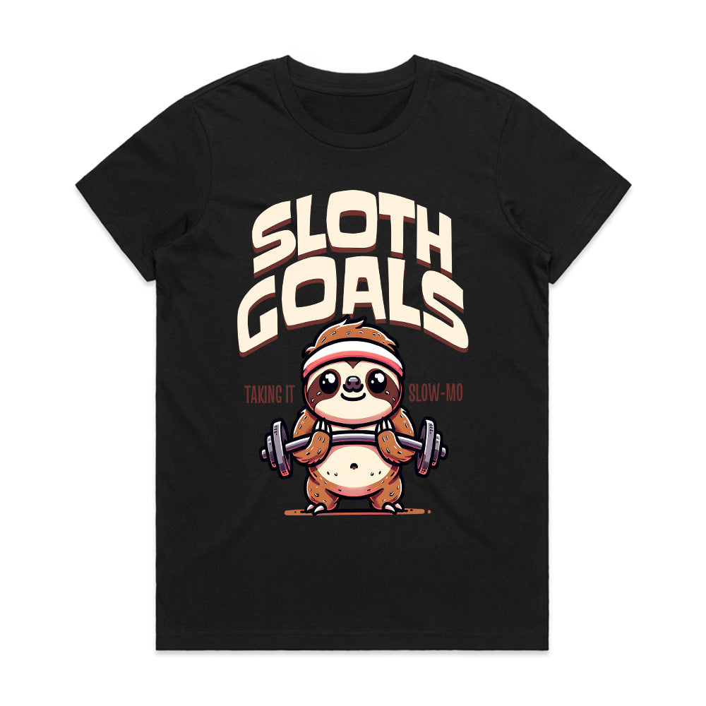 "Sloth Goals – Taking It Slow-Mo" Funny Gym T-Shirt for Lazy Lifters