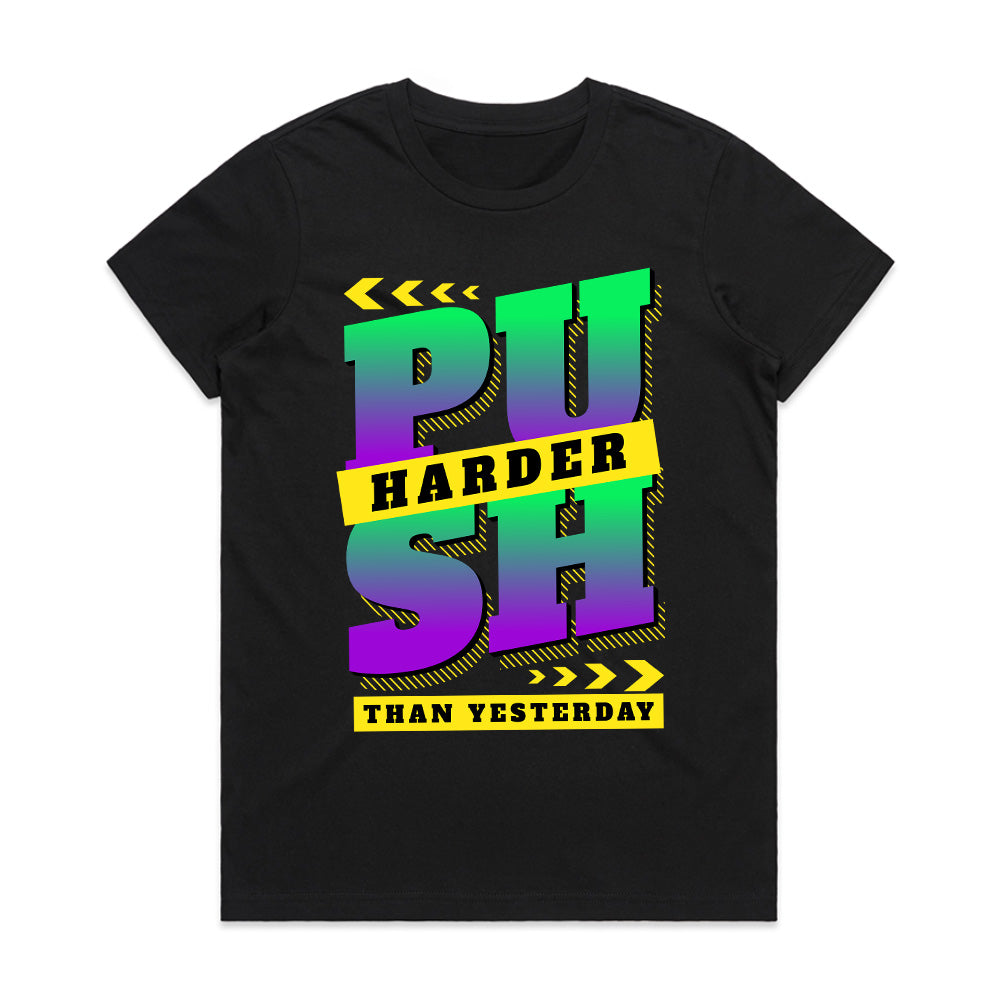 "Push Harder Than Yesterday" Motivational Gym T-Shirt – Keep Grinding, Keep Winning