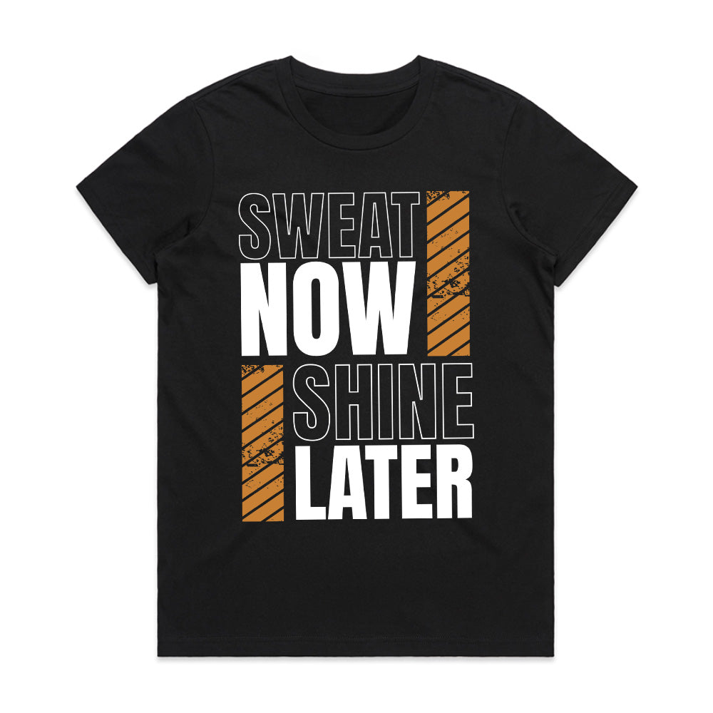 "Sweat Now, Shine Later" Motivational Gym T-Shirt – Train Hard, Reap the Rewards