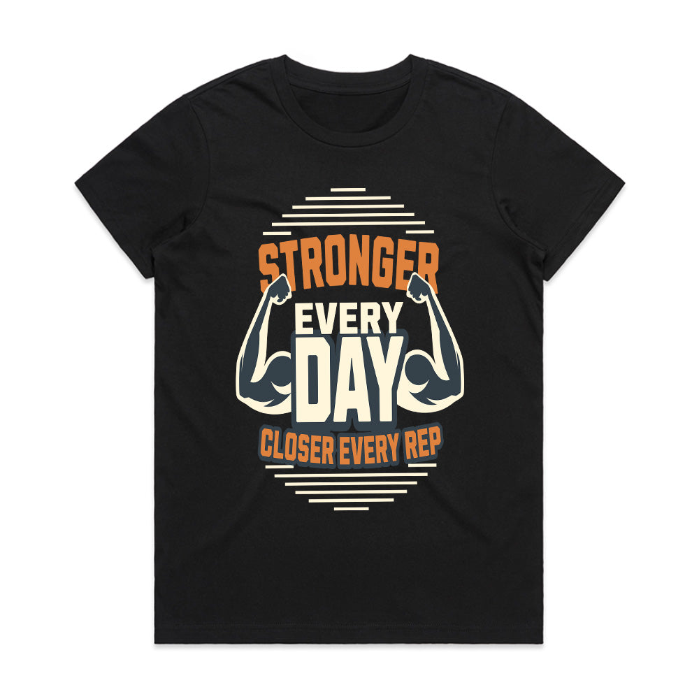 "Stronger Every Day Motivational Gym T-Shirt – Fitness Workout Apparel"