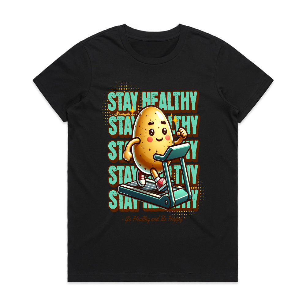 "Stay Healthy Cute Potato Workout T-Shirt – Fun Fitness Motivation Tee"