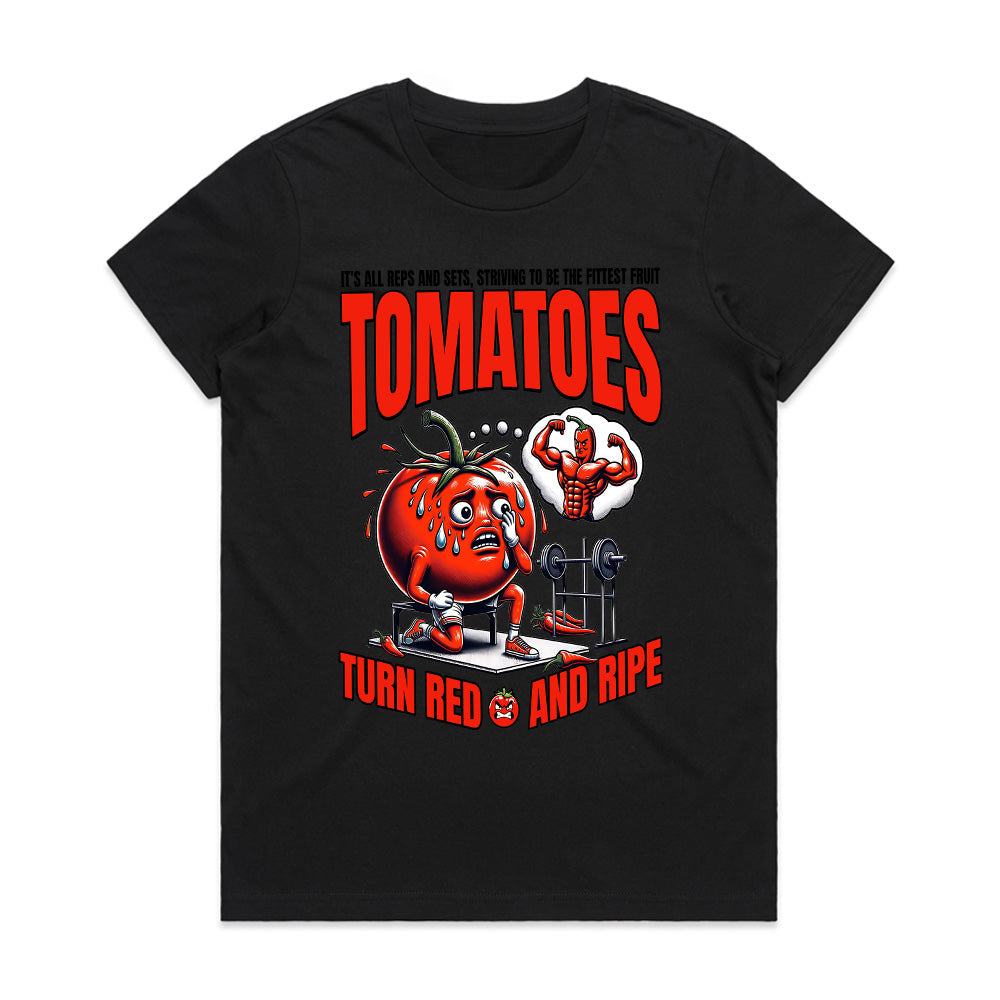 "Tomatoes Turn Red and Ripe" Funny Workout Gym T-Shirt – Fitness Humor