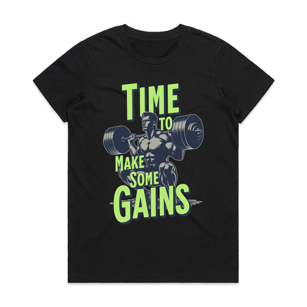 "Time to Make Some Gains" Hardcore Gym T-Shirt – Lift Heavy, Train Hard