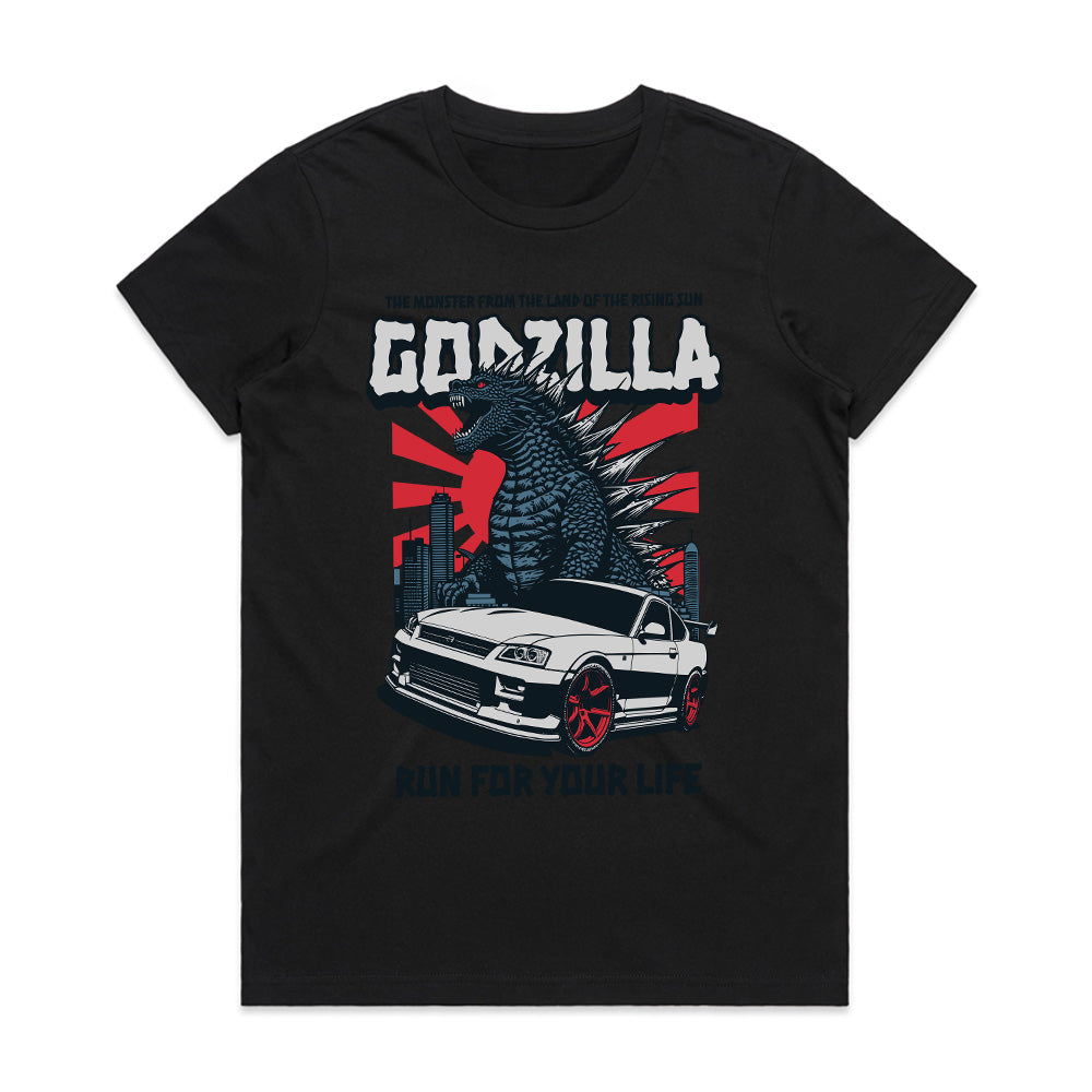 Godzilla Skyline" JDM T-Shirt – King of Monsters Meets King of the Streets
