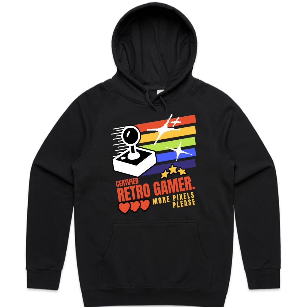 Certified Retro Gamer T-Shirt – Classic Arcade Joystick & Pixel Art