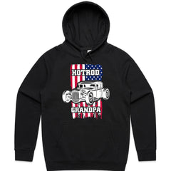 Hot Rod Grandpa – American Flag Classic Car T-Shirt for Vintage Car Lovers
