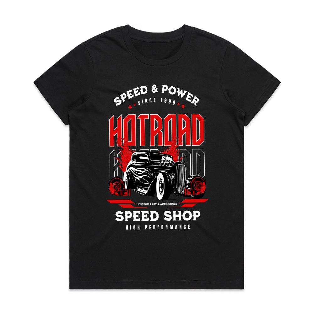 Hot Rod Speed Shop" T-Shirt – Vintage Muscle & High-Performance Style