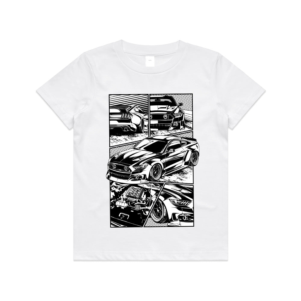 Mustang Power – Comic-Style Muscle Car T-Shirt