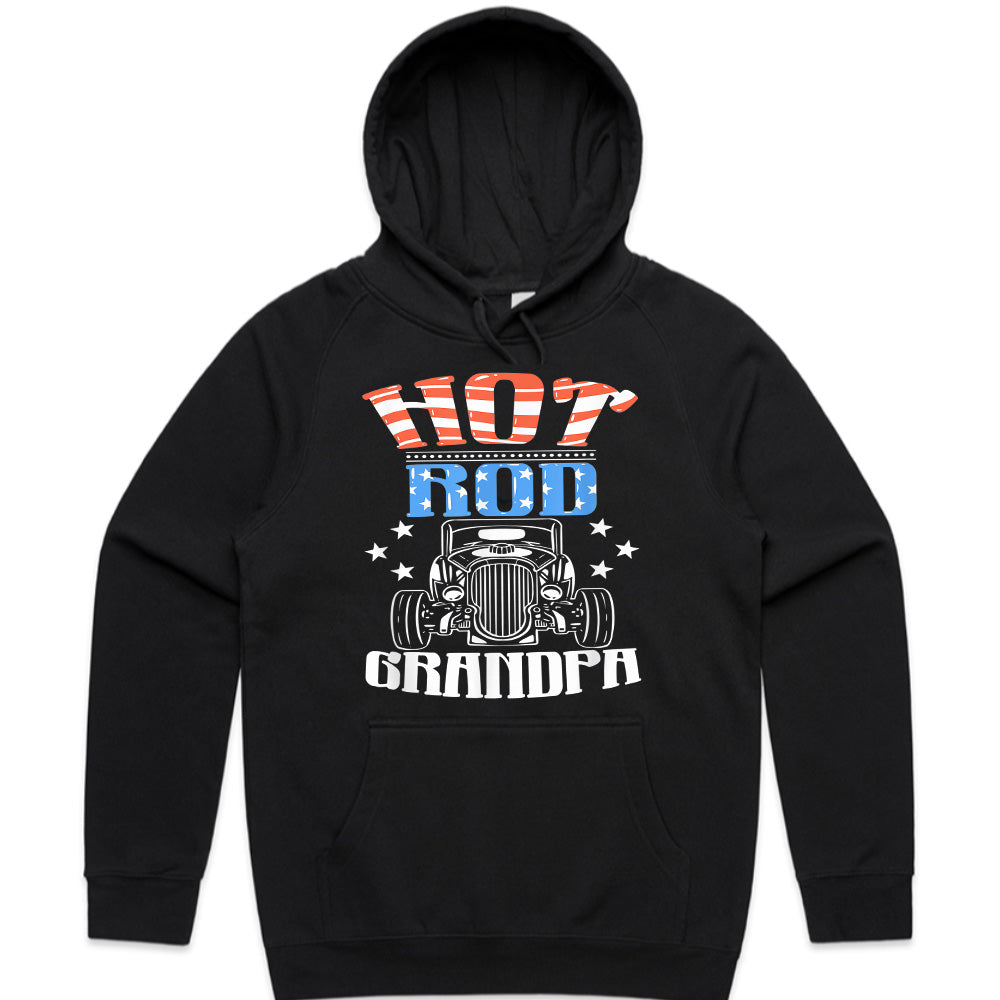 Hot Rod Grandpa - American Flag Patriotic Classic Car T-Shirt