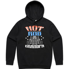 Hot Rod Grandpa - American Flag Patriotic Classic Car T-Shirt