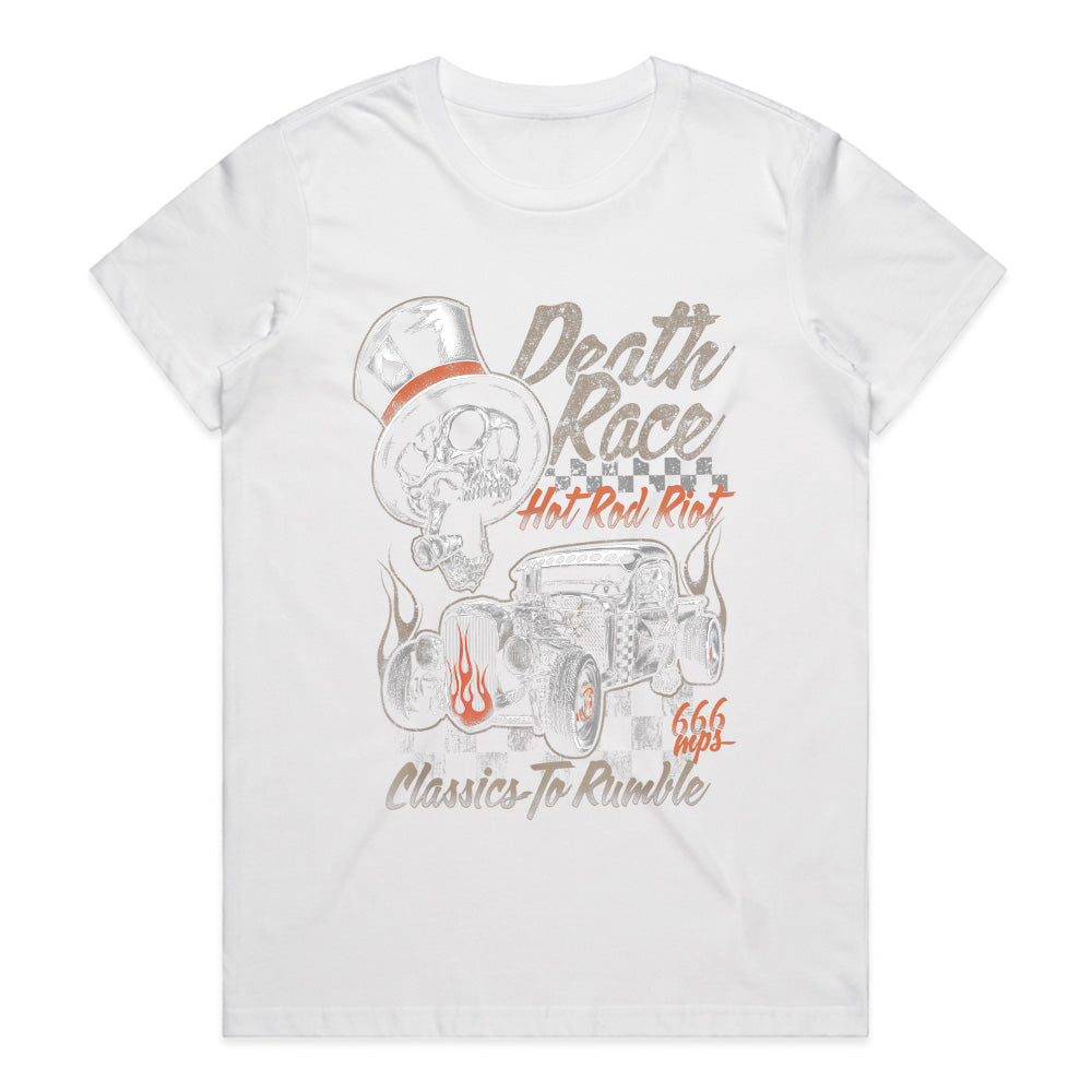 Death Race – Hot Rod Riot Skull Vintage Racing T-Shirt