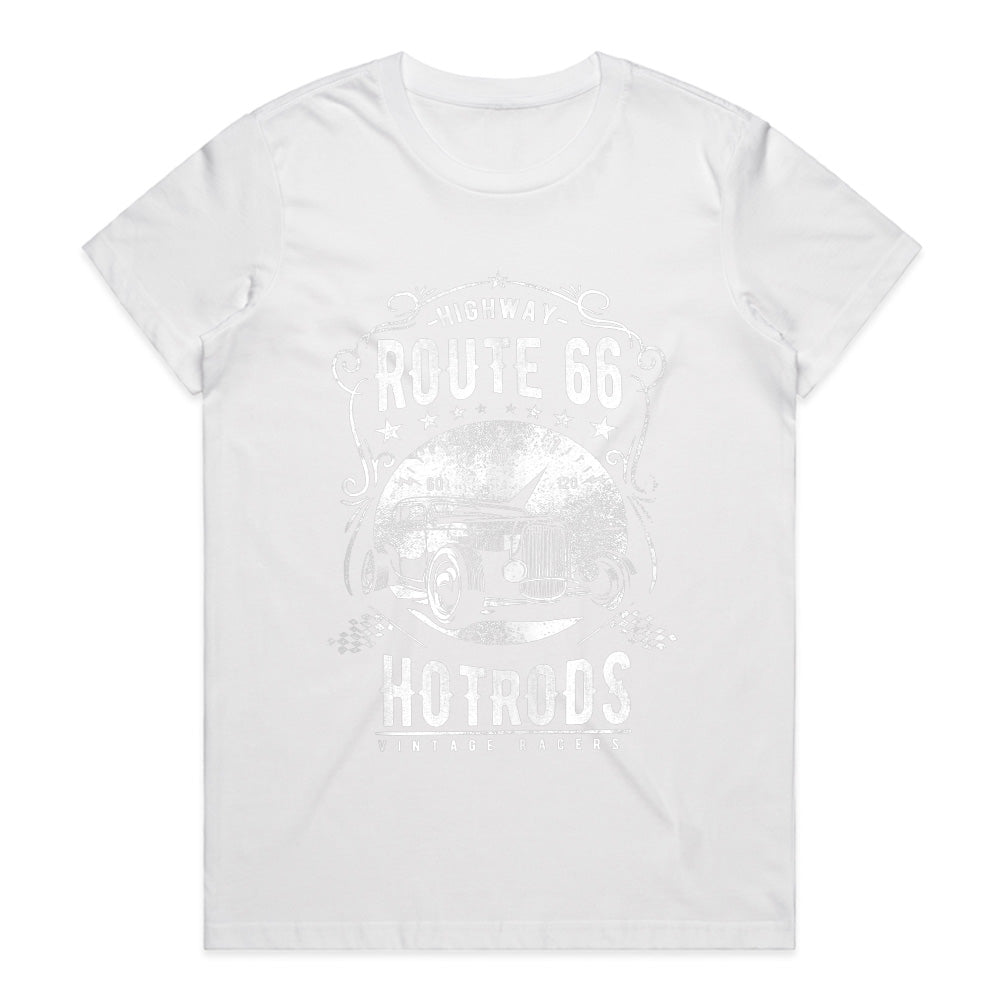 Route 66 Hot Rod T-Shirt – Vintage Highway Racer Classic Car Tee