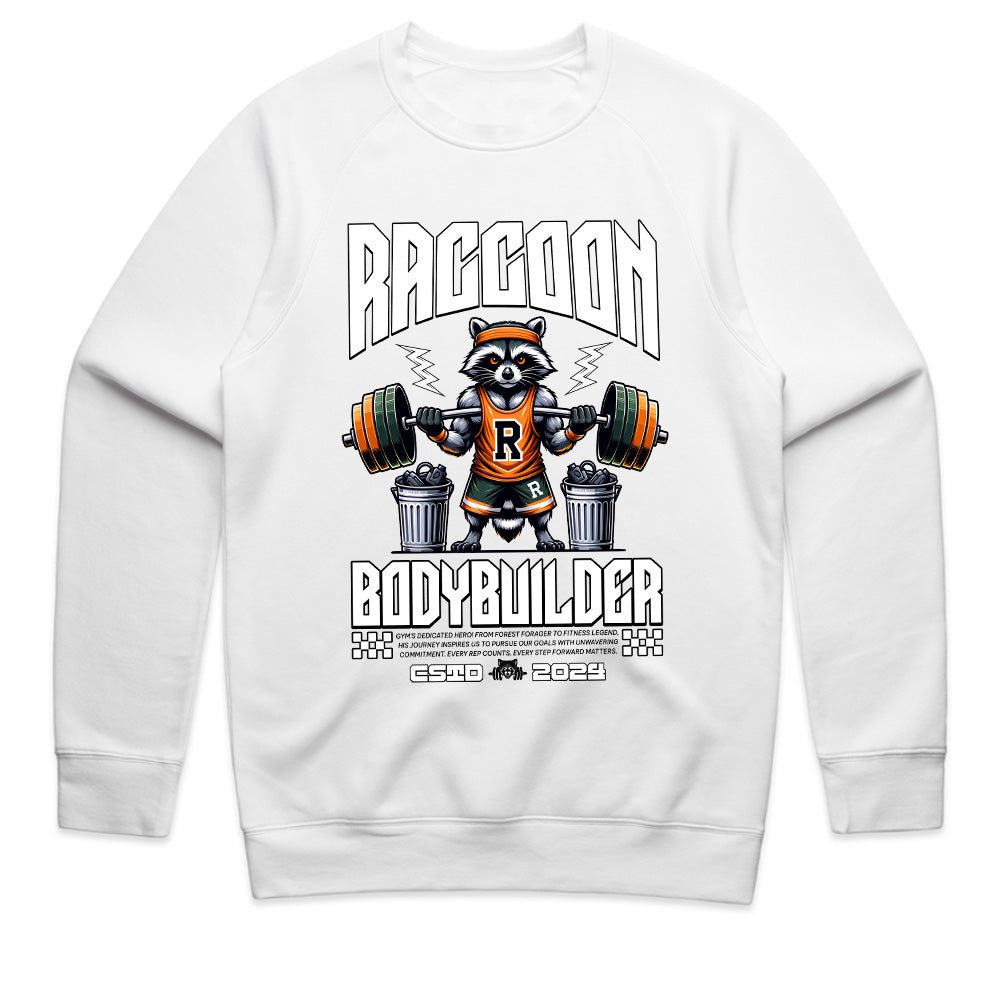 Raccoon Bodybuilder Gym Tee – Funny Fitness & Powerlifting Workout Shirt