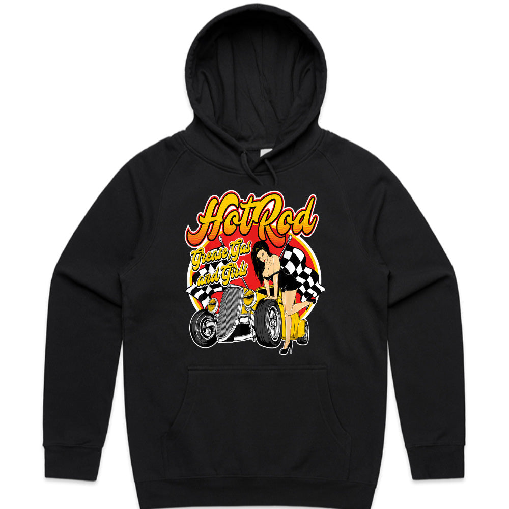 Hot Rod Pin-Up T-Shirt – Grease, Gas & Girls Vintage Rockabilly Car Tee